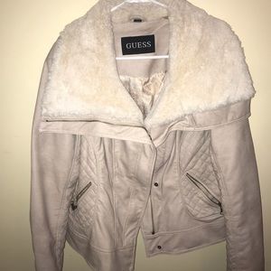 Guess Leather Fur Bomber Jacket